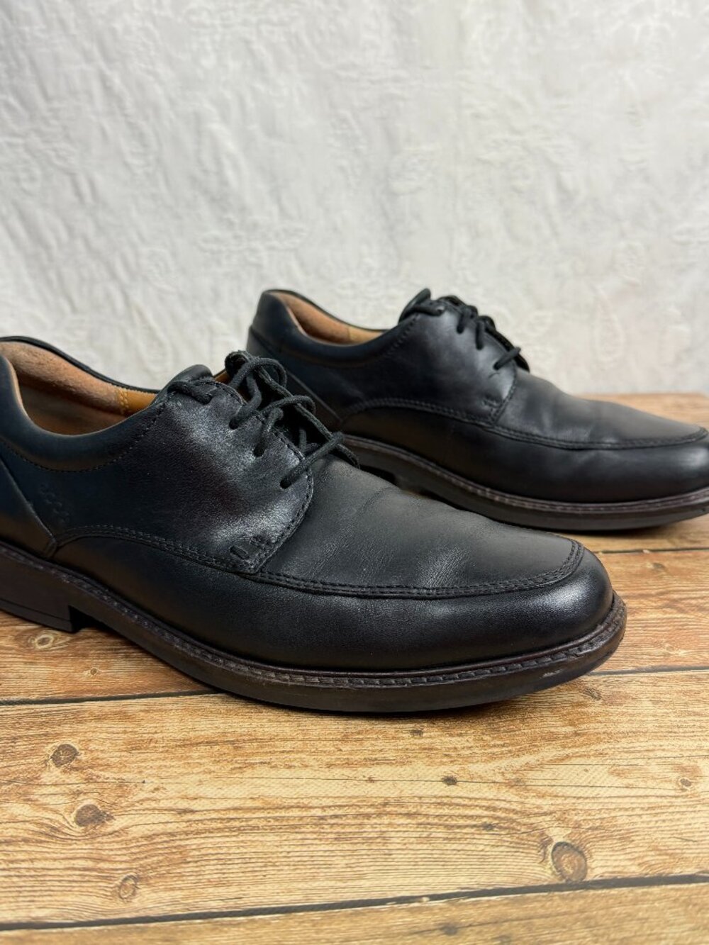 ECCO Men's Size 10 Black Leather Lace-Up Dress Shoes Oxford Comfort Classic ECCO